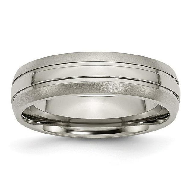 6 mm Titane Rainuré Brossé & Poli Bande&44; Taille 12.5