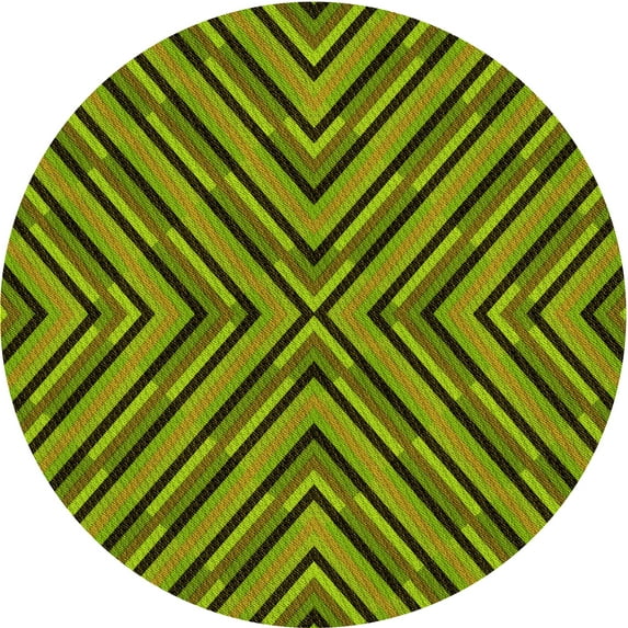 Ahgly Company Indoor Round Patterned Pistachio Green Area Rugs, 7' Round