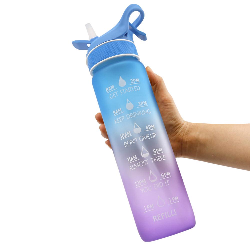 IMSHIE 1L Pop Up Water Bottle with Scale, 1000ml Large Water Bottle