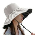 thumbnail image 2 of Dujiujun Women Fisherman Hat Sunscreen Anti-UV Face Protection Fasten String Big Brim Bucket Hats Beach Headwear, 2 of 8