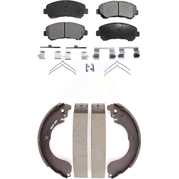 TRAHOO-Front Rear Ceramic Brake Pads And Drum Shoes Kit Replacement For 2007-2012 Nissan Sentra SE-R Spec V KTN-100226