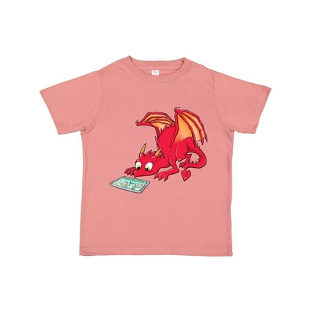 

Inktastic Curious Dragon Watching a Tablet Boys or Girls Toddler T-Shirt
