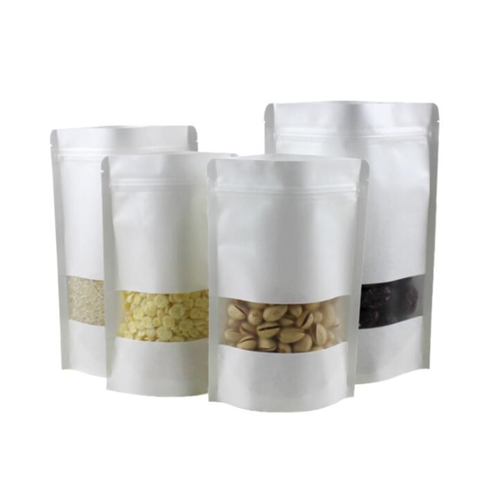 Details about   WHITE PACKAGING BAG CLEAR WINDOW GUSSET STANDING ZIP LOCK SEALABLE HEAT SEAL 