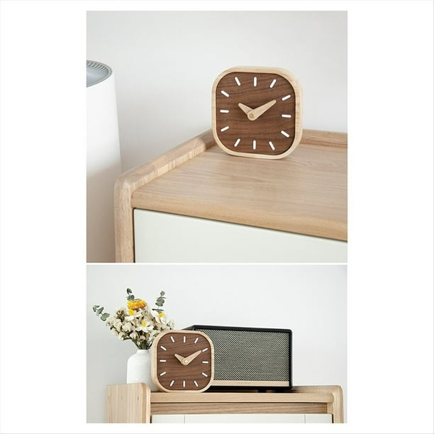 Reloj de Sobremesa con Hora, Silencioso, para Mesita de Noche, Mini Reloj, Decoración Nórdica para el Hogar