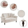 thumbnail image 4 of Fithood Solid Wood Gourd Foot Curved Armrest Indoor Two-Seater Sofa Creamy-White, 4 of 5