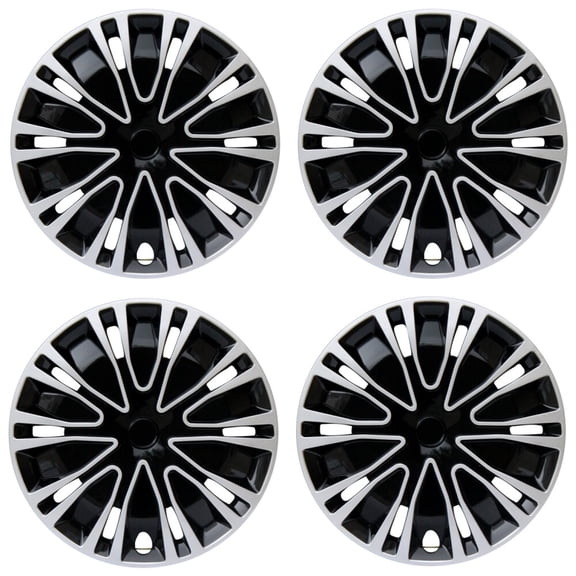 (4-Pack) Premium 16" Black & Silvery Wheel Rim Cover Hubcaps for R16 Tire and Rim OEM Style Replacement Snap On Car Truck SUV Hub Cap - 16 Inch Set