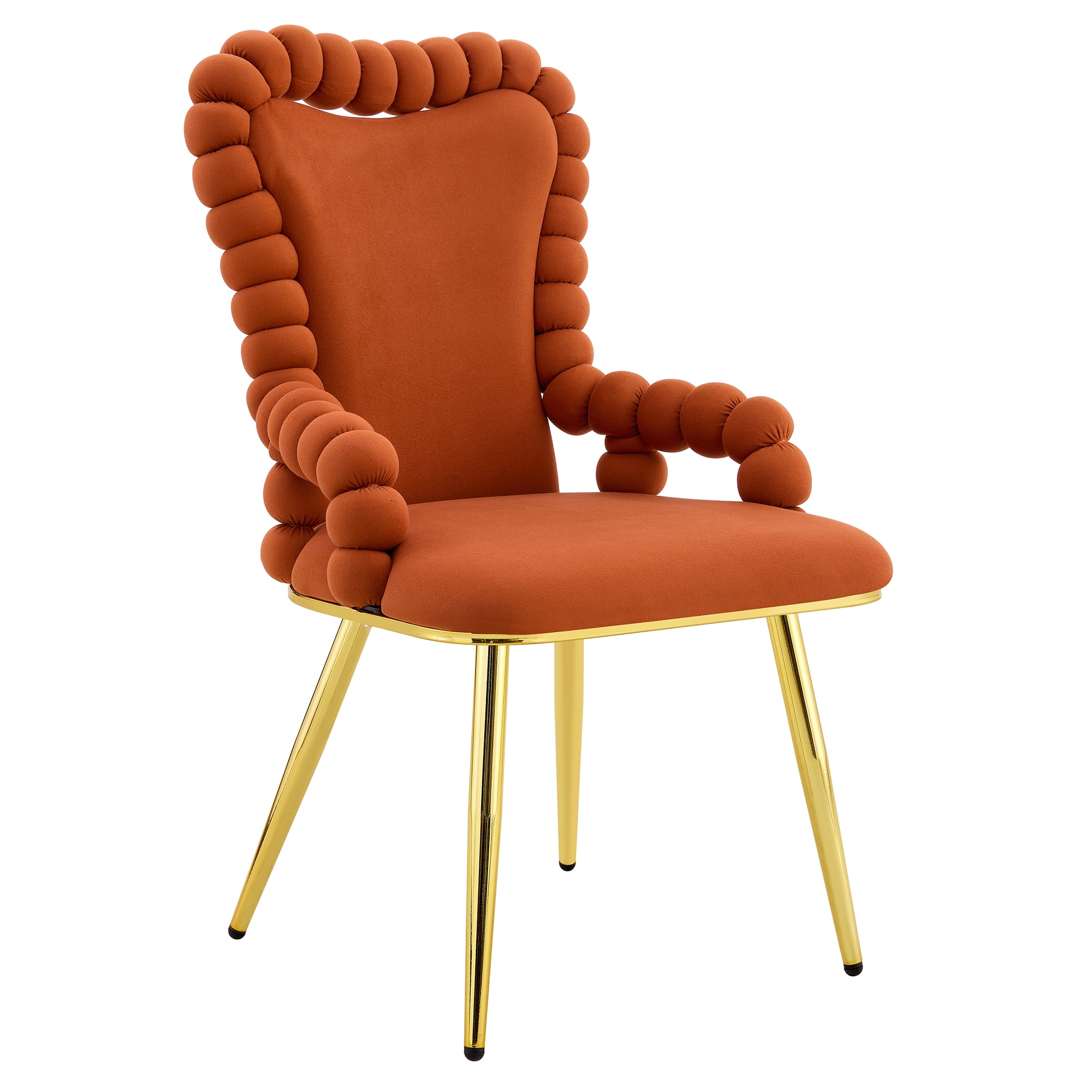 Alvantor Dining Chairs Set of 2, Modern Velvet Bubble Chairs with Armrests & Metal Legs, Upholstered Accent Chairs for Dining Room & Kitchen Brown