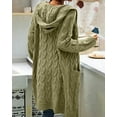 thumbnail image 4 of Langwyqu Autumn Winter Women Knit Long Hooded Cardigan Sweater With Pocket, 4 of 5