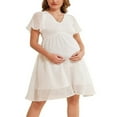 thumbnail image 1 of MesaSe Robe de Maternité à Manches Courtes pour Femmes, Col en V, Taille Haute, Robes de Photographie de Grossesse, 1 of 5