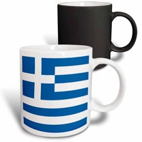 3drose, Flag of Greece - Greek Sky Blue White Stripes with Cross Mediterranean Europe World Country Souvenir, 11oz Magic Transforming Mug