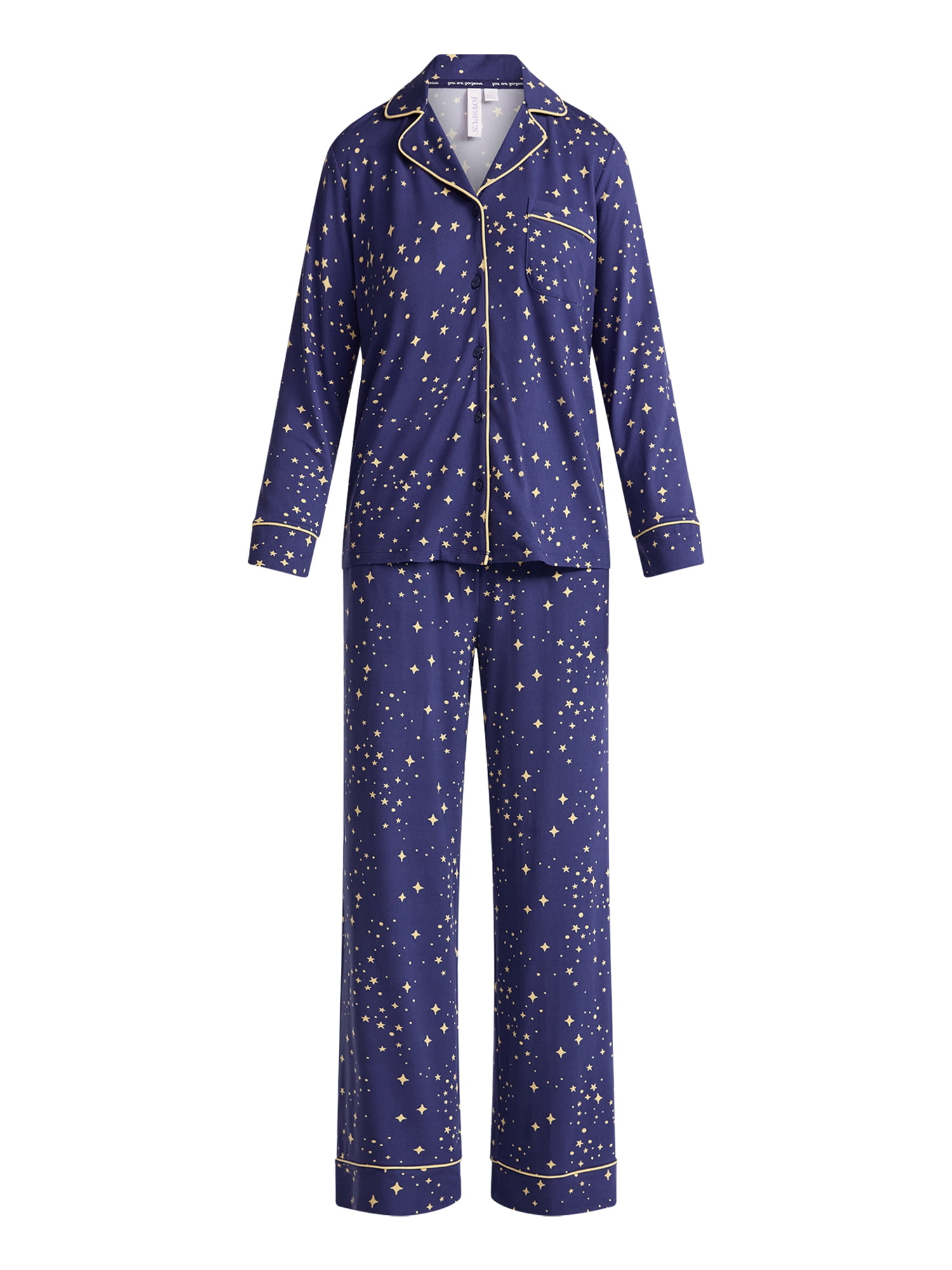 Joyspun Women’s Dreamy Soft Collection Long Sleeve Top and Pants Pajama Set, Sizes XS-4X