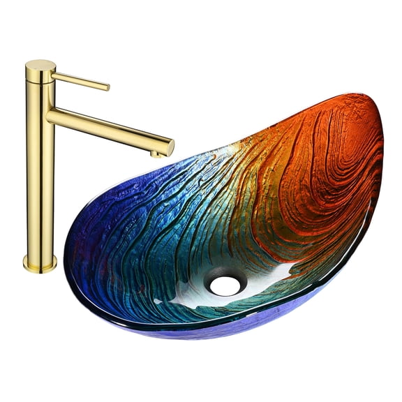 Aquaterior Bathroom Vessel Sink Tempered Glass WaterDrop Faucet Vanity Mixer Tap