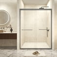 thumbnail image 4 of 44-48 in.W x 72 in.H Double Sliding Framed Shower Door,Clear Tempered Glass,Stainless Steel Frame,Grey, 4 of 9