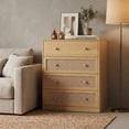 thumbnail image 2 of iooHug Modern Rattan 5-Drawer Dresser, 39.4" Wide Chest of Drawers for Bedroom, Living Room, Hallway.(Natural), 2 of 6