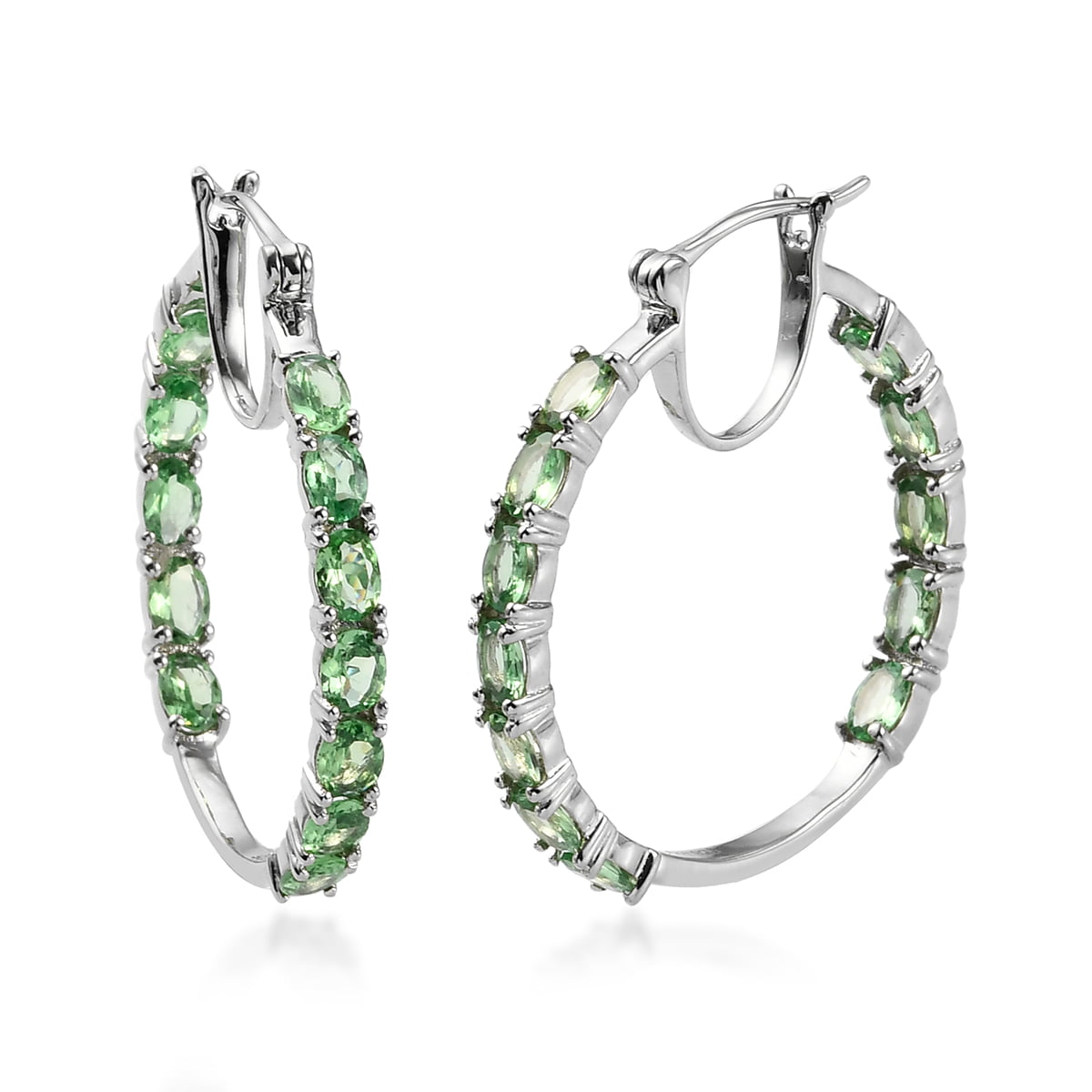 3.49CT Women 925 Sterling Silver Genuine Garnet Emerald Cut Stud Earrings