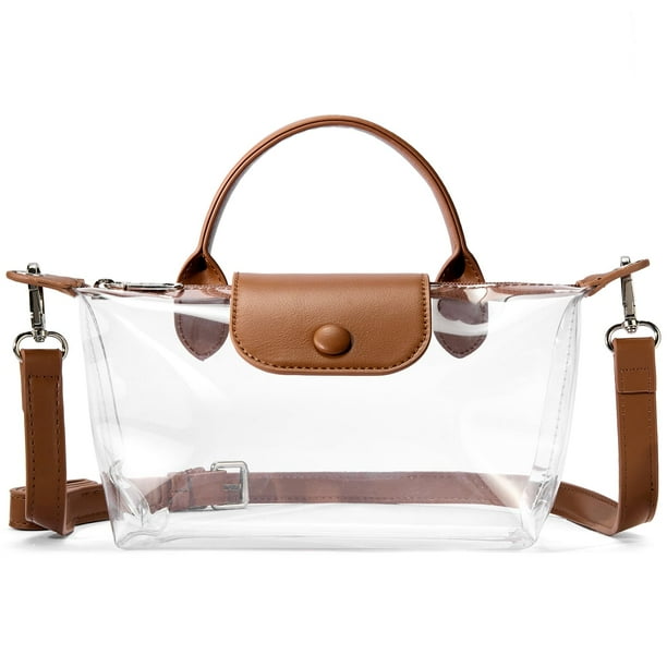 Bolsa transparente BOSTANTEN Stadium Approved, pequeña, bandolera, color marrón
