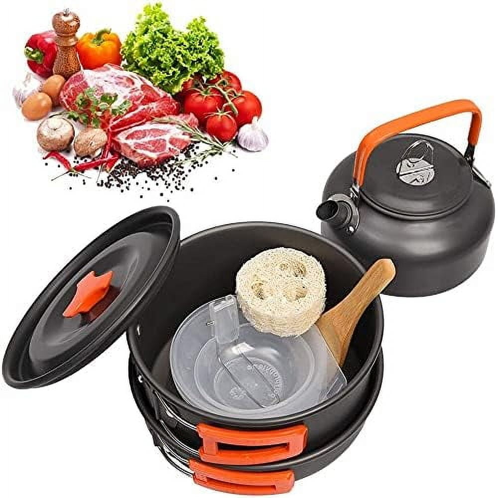 Camping Cookware Kit Outdoor Aluminum Cooking Set Water Kettle Pan Kitchen u Travelling Hiking Picnic BBQ Tableware Equipment