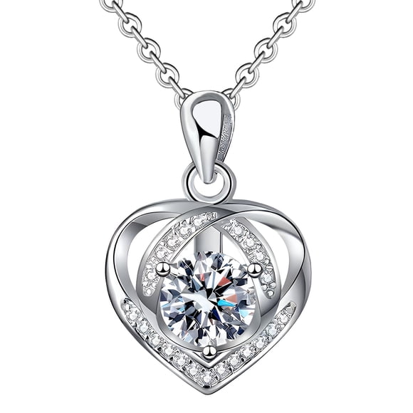 Collar ANYIPAI Moissanita en Forma de Corazón de 1 Quilate en Plata Esterlina