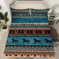 thumbnail image 2 of Homewish Retro Rustic Aztec Twin Sheet Sets,Farmhouse Horse Horseshoe Twin Fitted Sheet,Blue Brown 03 For Men Women,Breathable Home Decor,3 Pieces, 2 of 7