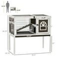 thumbnail image 3 of Wooden Rabbit Hutch, Indoor Elevated Guinea Pig Cage With Run, Ladder, Lockable Doors And Removable Tray, Coffee, 3 of 8