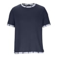thumbnail image 4 of Men's Solid Color Basic Casual Short Sleeve Crewneck T-Shirt Top Tee for Daily Streetwear Loungewear Gym Workout Modern Fashion Essential | AESTIVO,Navy L, 4 of 8