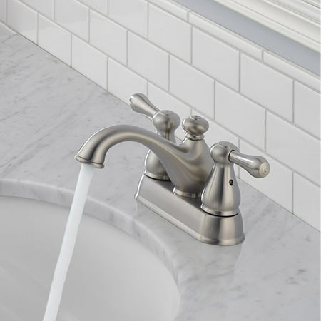 - Delta Leland Two Handle Centerset Bathroom Lavatory Sink Faucet, Steel 2578LF-TP
