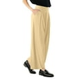 thumbnail image 3 of Women’s Wide Leg Wrinkle Pants High Waist Solid Color Business Trousers Casual Loose Pants with Pockets, 3 of 7