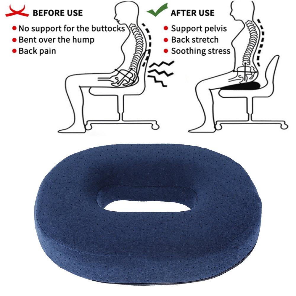 Coussin Orthopédique Avec Soutien Lombaire Et Appuie-tête - Mousse à Mémoire De Forme, Housse Velours Lavable - Pour Chaise De Bureau, Siège Auto, Soulagement Dos Et Coccyx