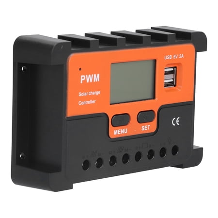 Rupoun 30A Solar Charge Controller 12V/24V Auto PWM Regulator with Parameter Adjustable LCD Display Screen, Dual USB Interface, Circuit Protection, and Advanced Energy Management for Off-Grid Systems