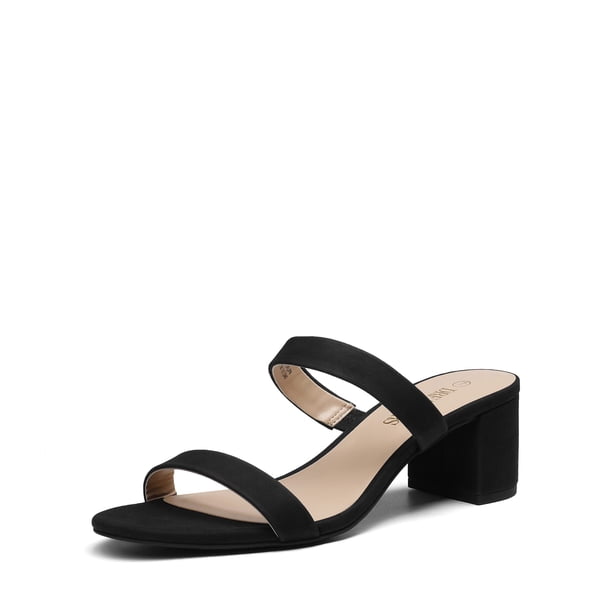 Sandalia DREAM PAIRS DHS213 Negra Nubuck Tacón Bloque 5.7 cm