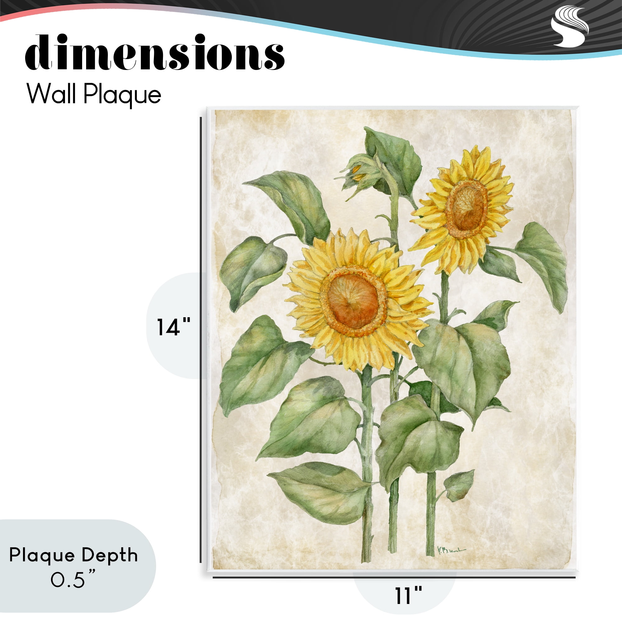 Stupell Industries Floral Journal Vintage Sunflower Wall Plaque Art, design by Paul Brent