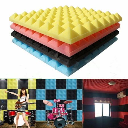 1Pcs 20'' Black/Yellow Acoustic Soundproof KTV Sound Stop Absorption Studio Foam Panel (Best Sound Absorbing Material)