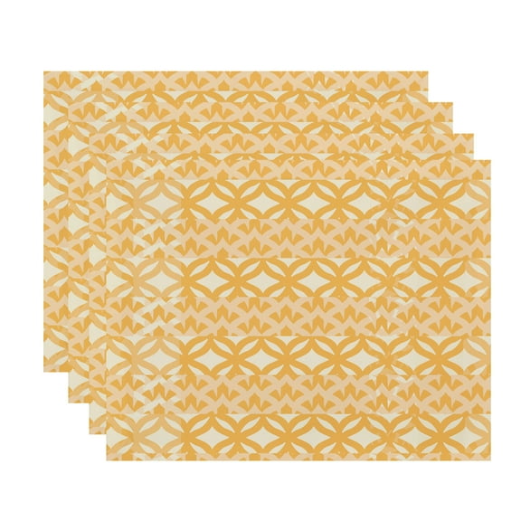 Simply Daisy, 18 x 14 Inch, Greeko Simple, Geometric Print Placemat (Set of 4), Yellow