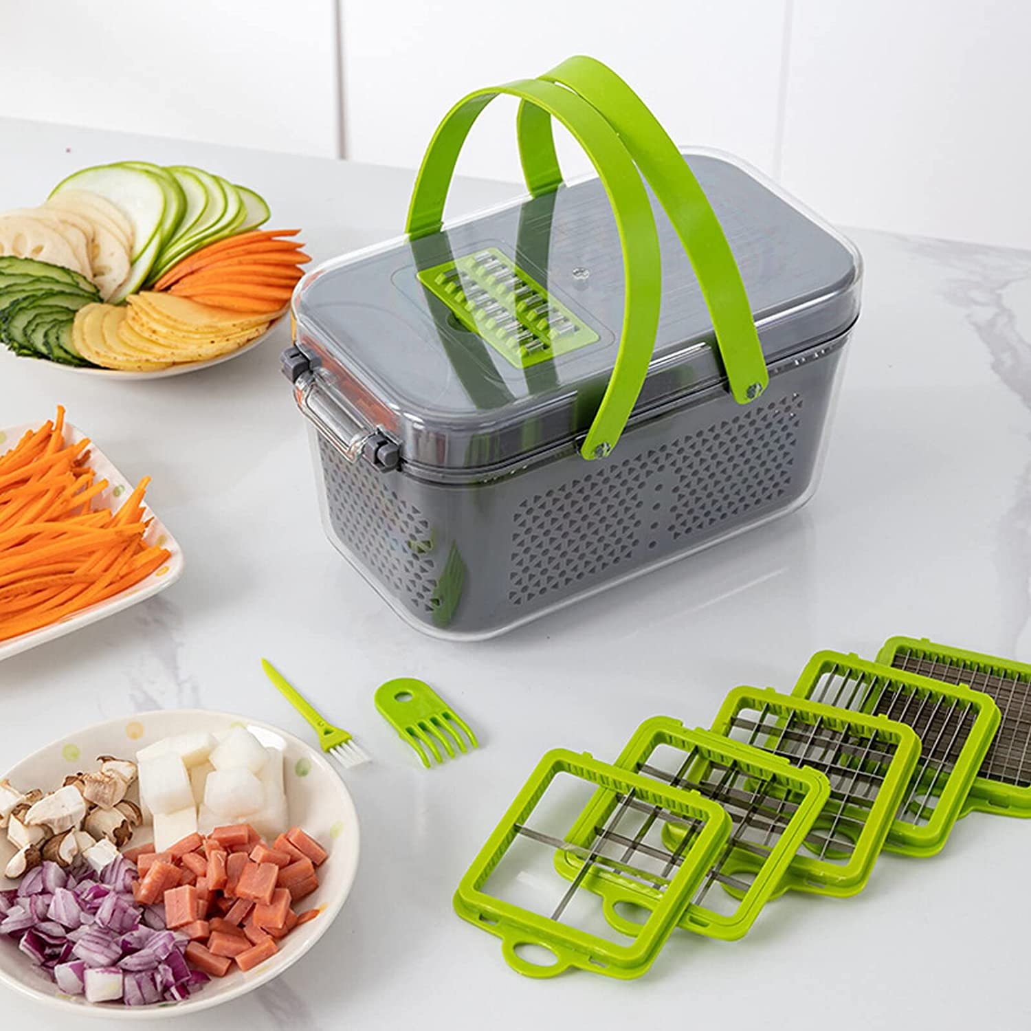 Vegetable Chopper, Onion Chopper, Mandolin Slicer, Pro 20 in Professional  Food Chopper Multifunctional Vegetable Chopper  Slicer, Dicer, Adjustable Vegetable  Chopper with Container