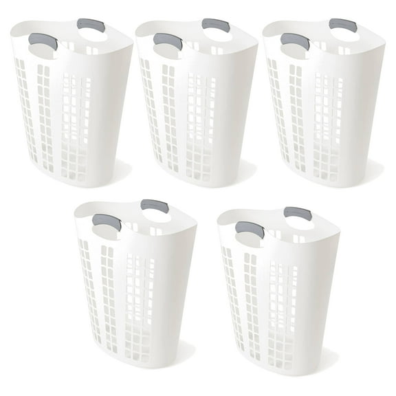 Gracious Living Easy Carry Flex Hamper, Ventilated Laundry Basket (5 Pack)