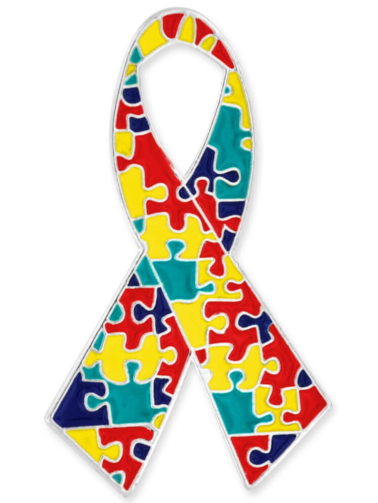 Autism Awareness Ribbon Puzzle Piece Enamel Lapel Pin 11/4