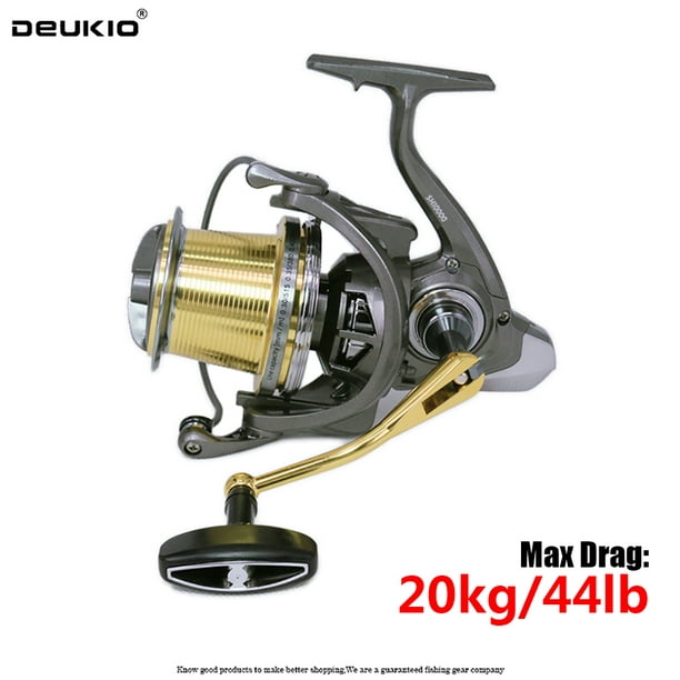 DEUKIO 6+1 Bearings Spinning Reel SH10000/12000 Long Cast Fishing Reel  20kg/44lb Drag Metal Spool Left Right Hand Exchangeable Saltwater 