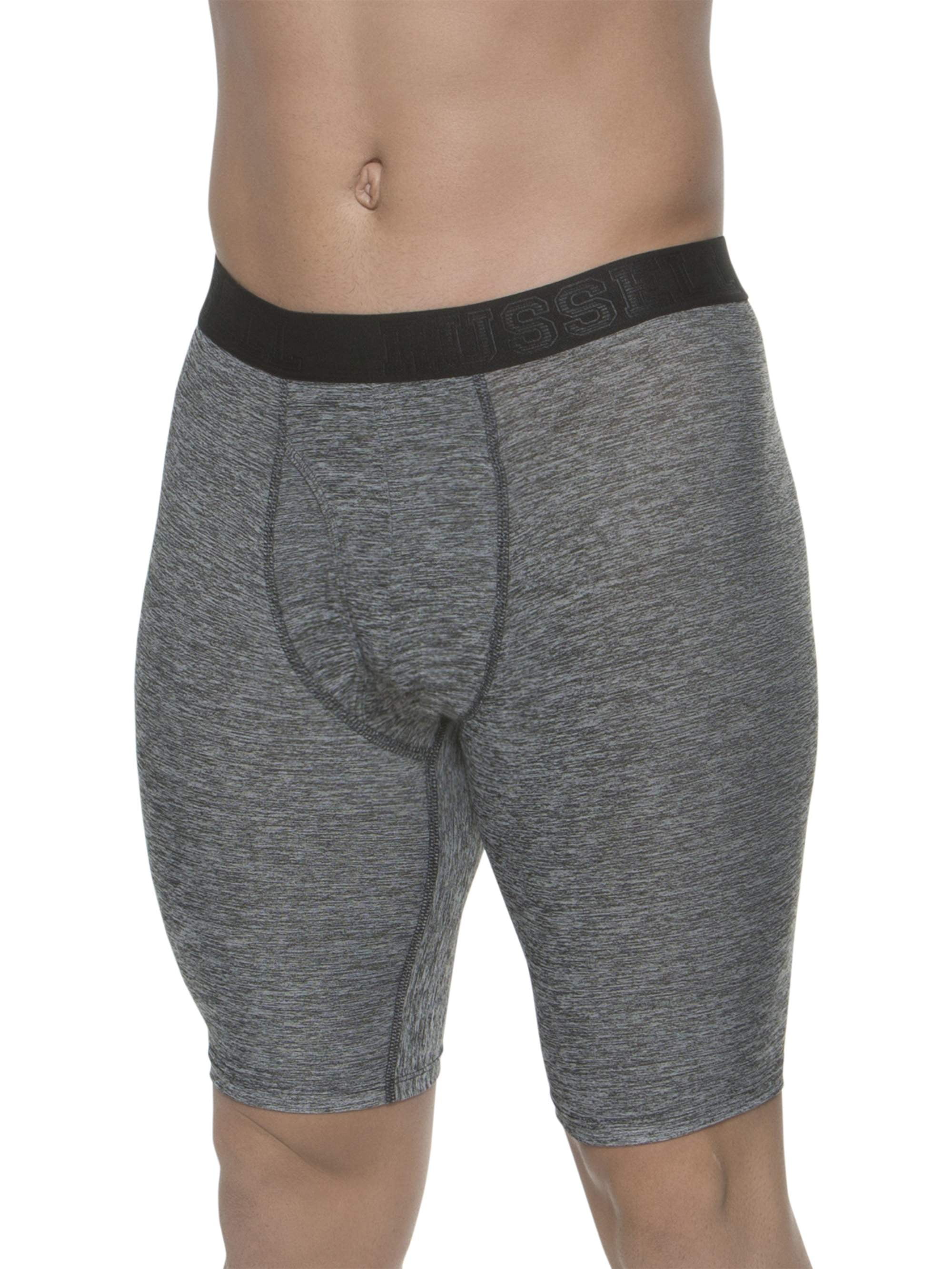 Russell Men's FreshForce Perfomance Long Leg Grey and Red Boxer Brief