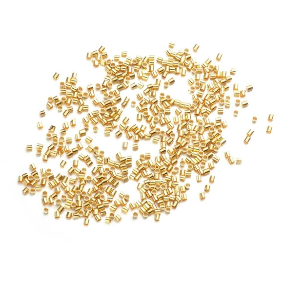 CIMAXIC Lot de 4/2000 Pcs Tubes de Positionnement en Cuivre Perles d'Espacement pour Bijoux Connecteurs de Cordon Bracelet Charme pour Accessoires de Bijoux DIY (Doré, Trou Intérieur 1.5mm),0.06"X0.06"X0.06 Pouces