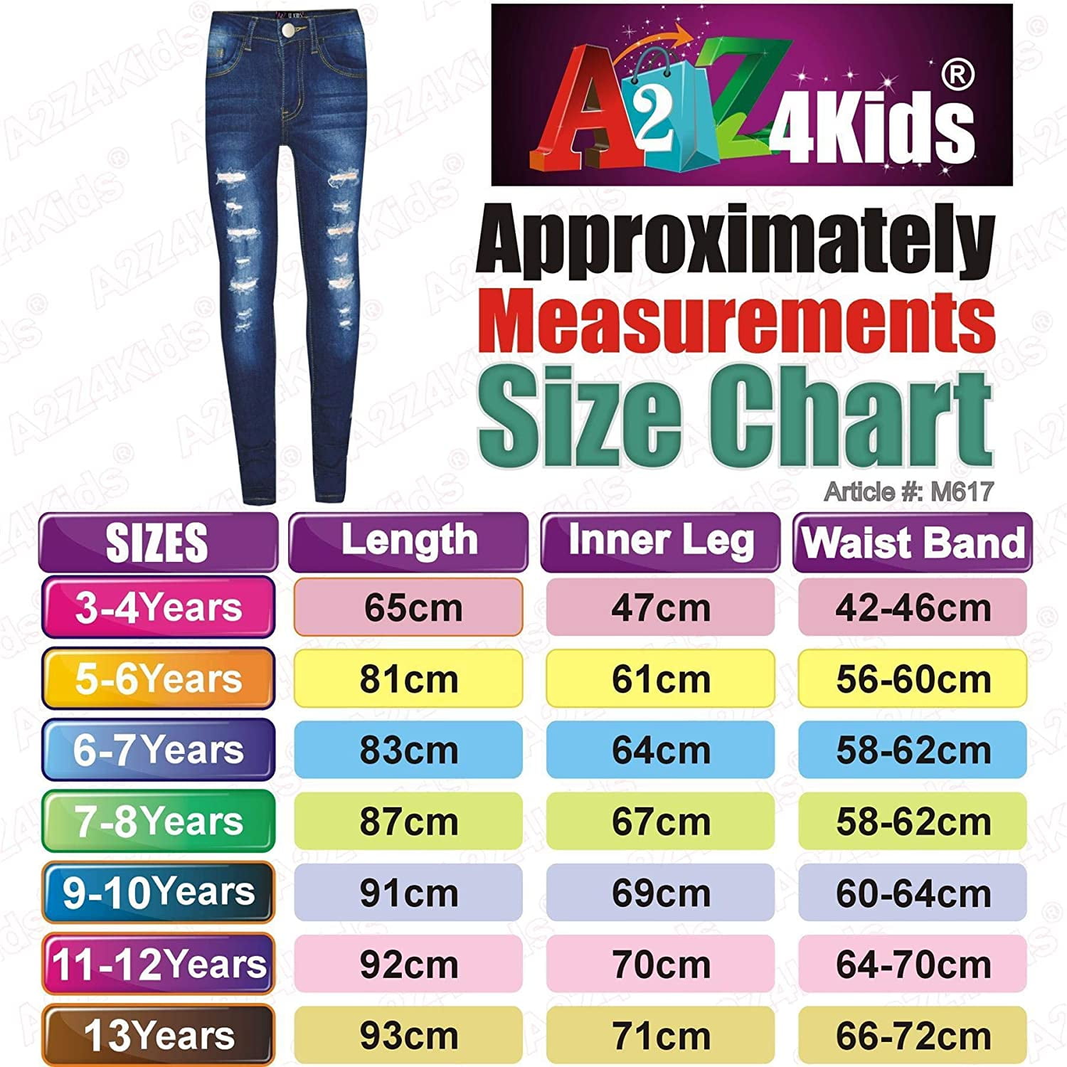 Kids Girls Skinny Jeans Denim Ripped 