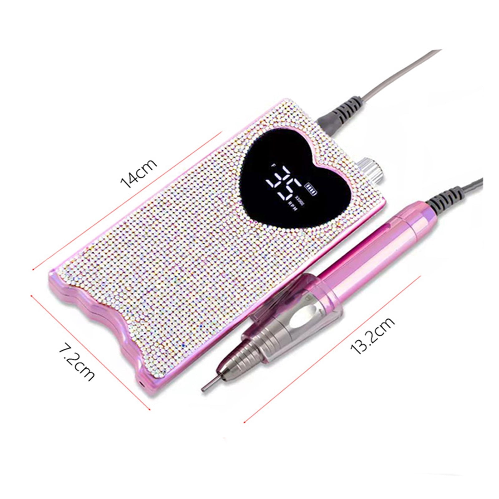 Heart Shape Electric Nail Drill, 35000RPM Nails Milling Cutter, Wireless Pedicure Grinder, Rechargeable Nail Drilling Machine ,Low Noise