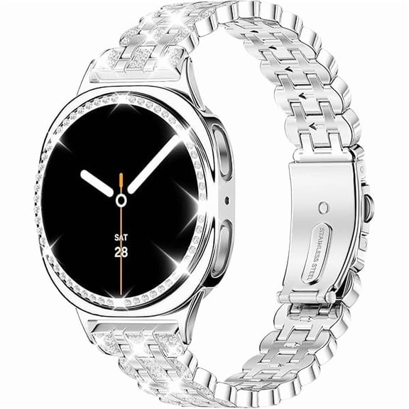 xixishop Bling Band  Case Compatible with Galaxy Watch 8 40mm/44mm, Women Replacement Dressy Strap& Cover for Samsung Galaxy Watch8