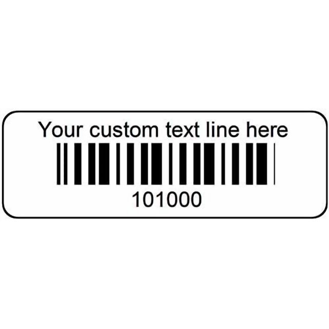 1000 Serial Number Bar Code Labels 1-1/2" x 1/2" Sequential Barcode Stickers Roll - Consecutive Number - Custom Printed Smudge, Moisture, & UV Resistant Plastic Film.
