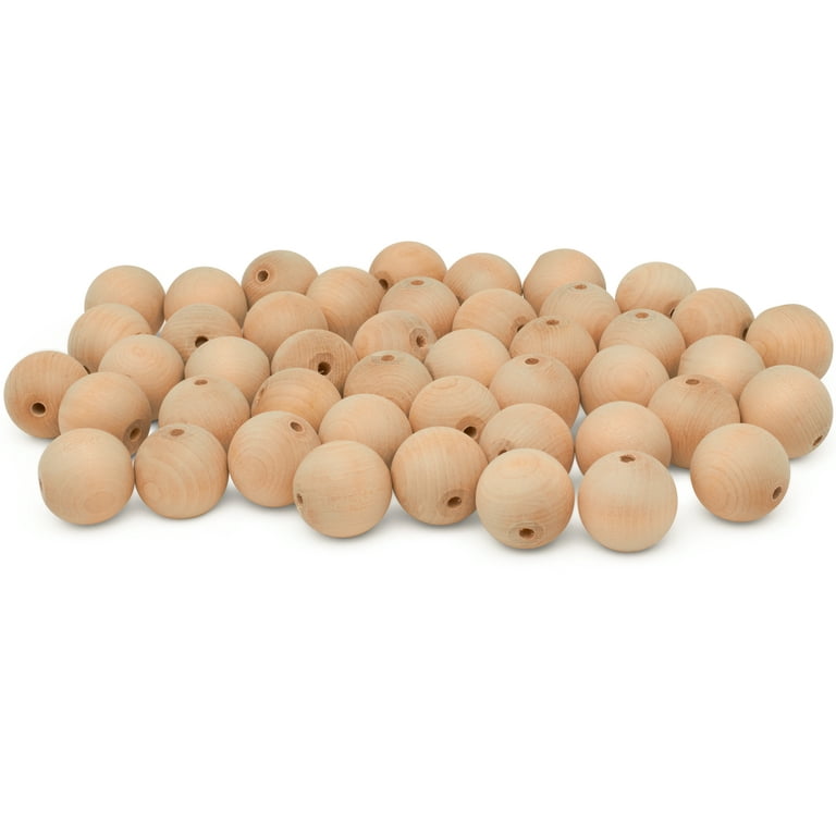Wooden Beads (38mm) 1-1/2 x 1/4 Inch Hole Pack of 25 Unfinished