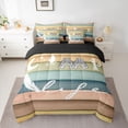 thumbnail image 2 of jejeloiu Camper Camping 7-Piece Twin Bedding Sets,Colorful Old Wooden Bedding Comforter Set,Abstract Geometric Stripe Sheet Sets For Kids,Ultra Soft Home Decor Reversible, 2 of 8