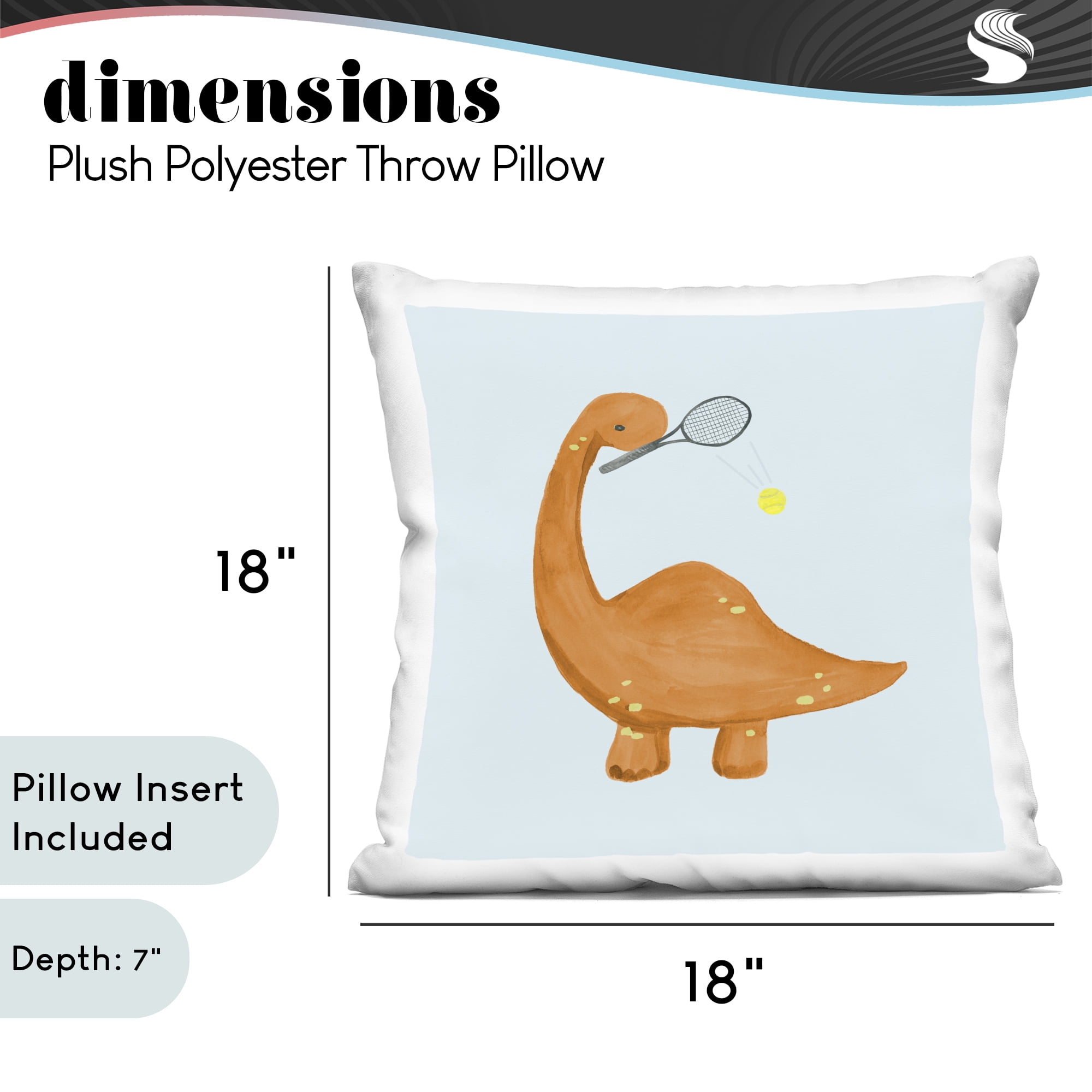 Stupell Industries Baby Dino Playing Tennis Decorative Printed Throw Pillow, design by Lucille Price