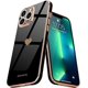 thumbnail image 1 of (Negro) Funda para iPhone 13 Pro, Funda fina de silicona chapada en oro y zinc con patrón de corazón, resistente a golpes y arañazos, 1 of 5
