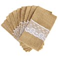 thumbnail image 1 of Utensilios de encaje de arpillera natural Cubiertos Bolsas Bolsas Cuchillos Tenedores Servilleta Cubiertos Titular Bolsa para boda rústica Fiesta Nupcial Ducha Decoraciones 50PCS Adepaton 2022016-1, 1 of 1