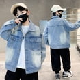 thumbnail image 2 of QHFBli Girls Denim Jackets, Basic Oversized Jean Jacket for Girls Fall Outwear Button Down Trucker Jacket, 2 of 9