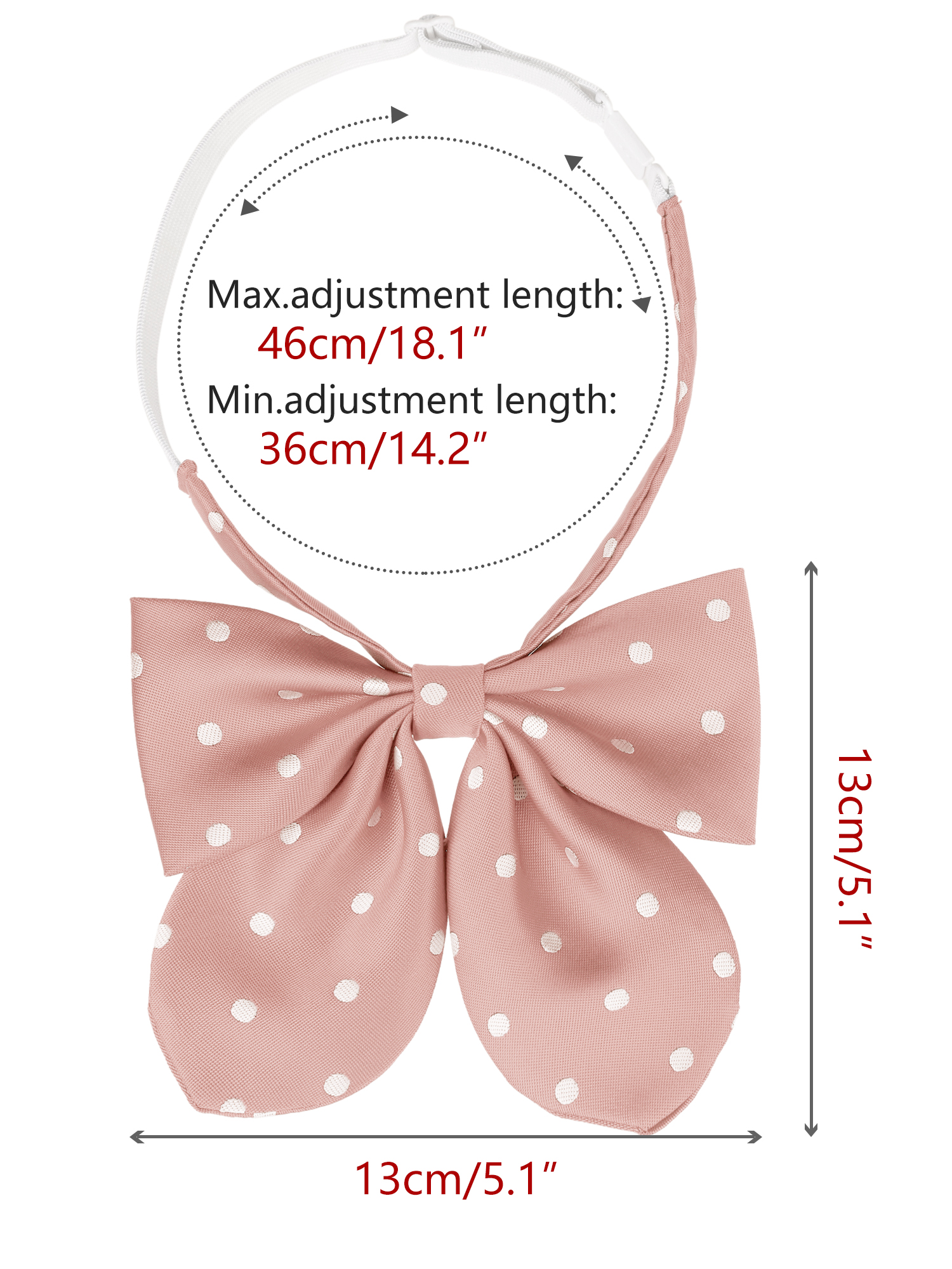 Elerevyo Women's Cute Ribbon Bow Ties Polka Dots Adjustable Straps for School Casual, Size: One Size